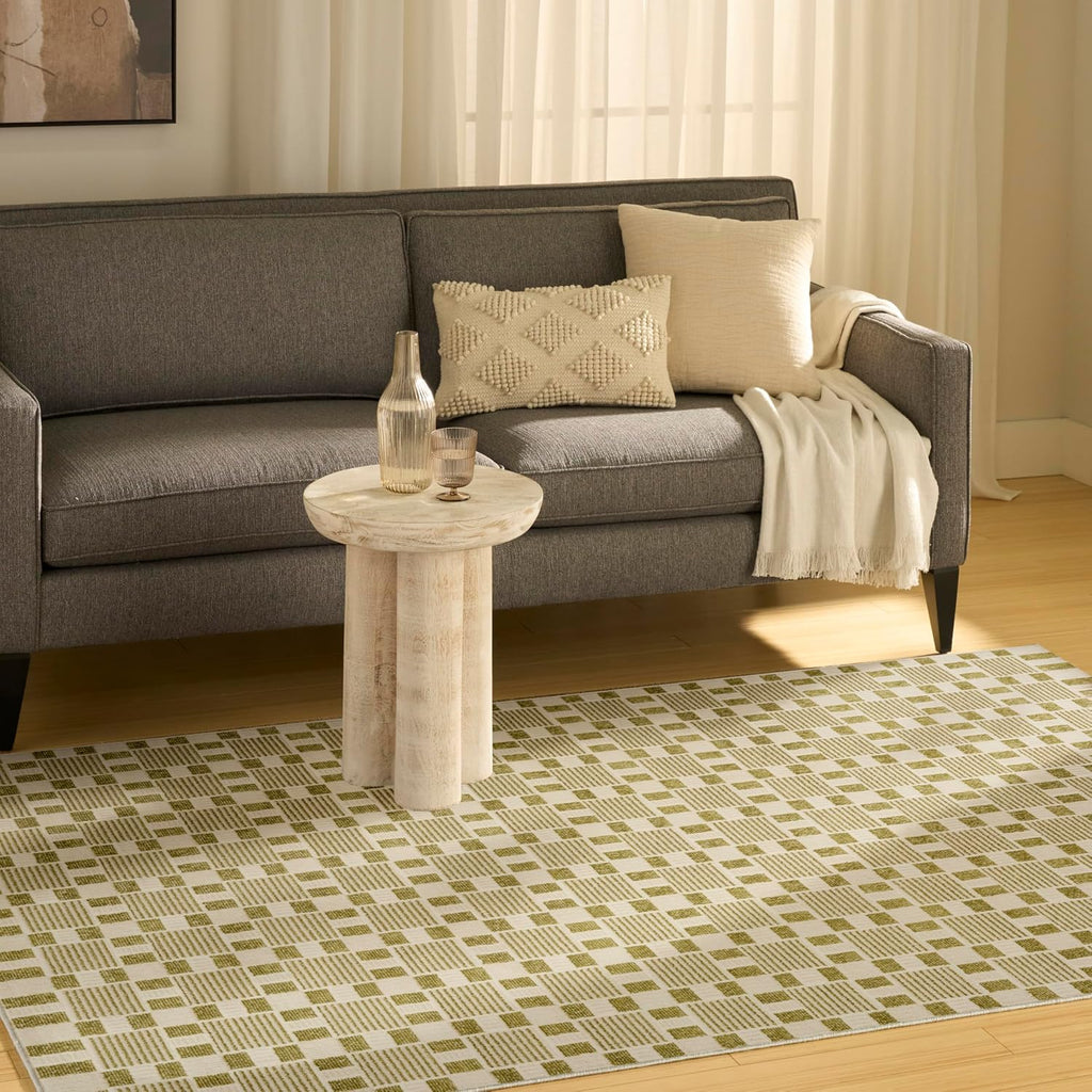 Home Nordic Green Area Rug - Easy Clean, Non Shedding, Bed Room, Living Room, Dining Room, Kitchen