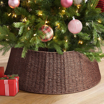 Christmas Tree Collar- 33",Christmas Tree Base Christmas Basket Collar ,for Covering Tree Stand (Brown3, 33 in)
