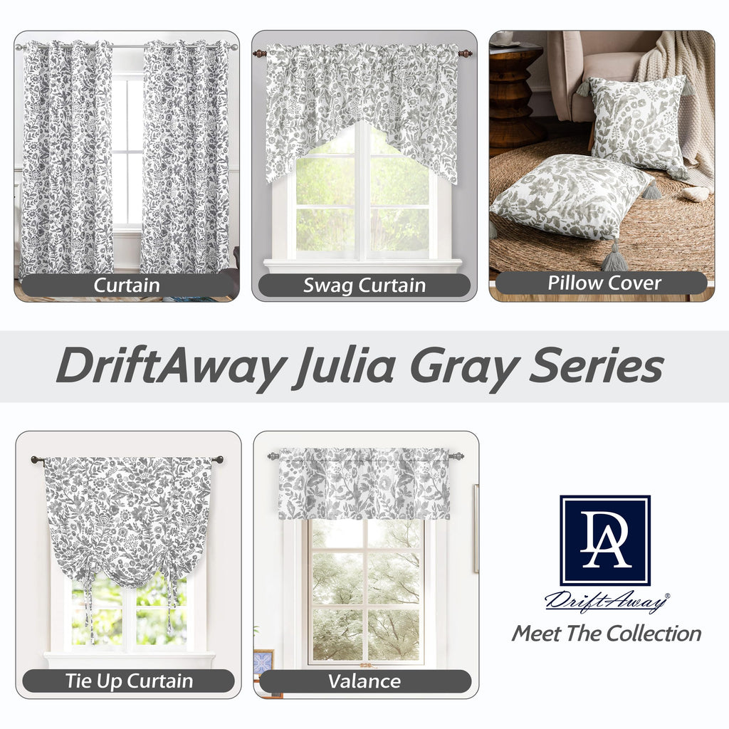 Julia Watercolor Blooming Flower Floral Lined Thermal Insulated Window Curtain Valance Rod Pocket 52 Inch by 18 Inch