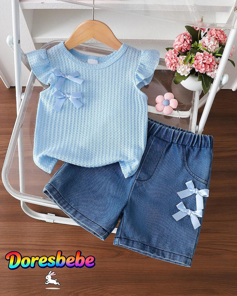 Toddler Girl Clothes Baby Girl Summer Outfits Ruffle Sleeveless Shirts Tops Shorts Set for Girl Clothing