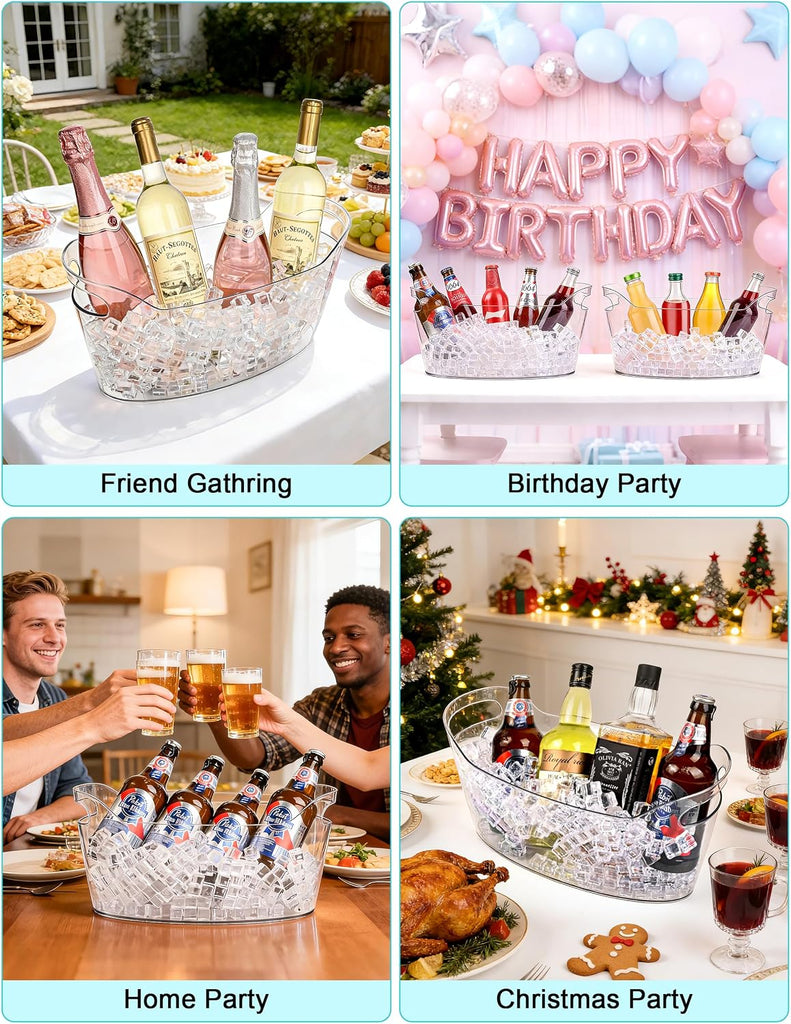 7L Ice Buckets for Parties, 2-Pack Clear Acrylic Champagne Bucket - Set of 2