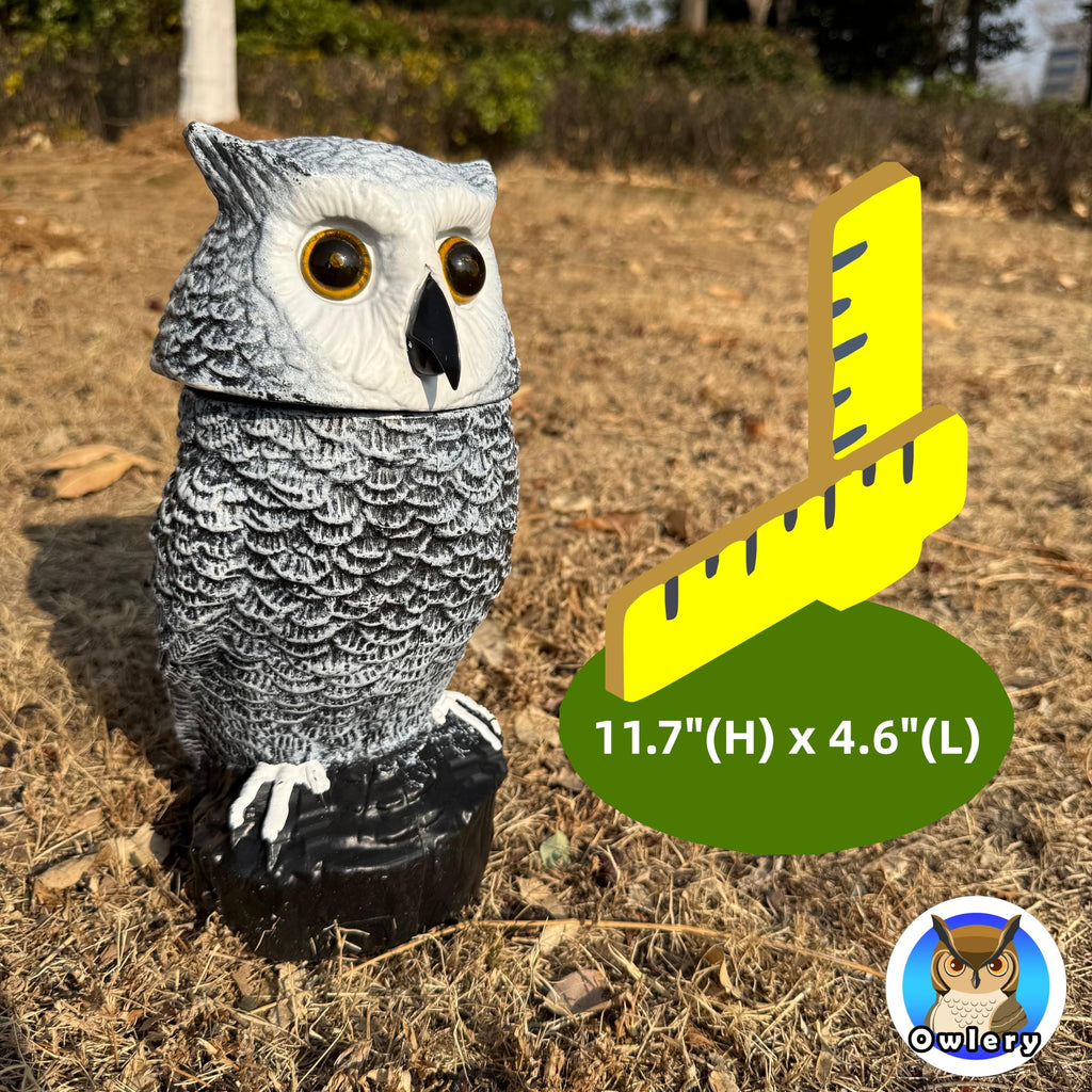 Snowy Solar Owl With Motion Detector, Flashing Eyes, Spinning Head, Realistic Hooting and Silent Mode, Outdoor