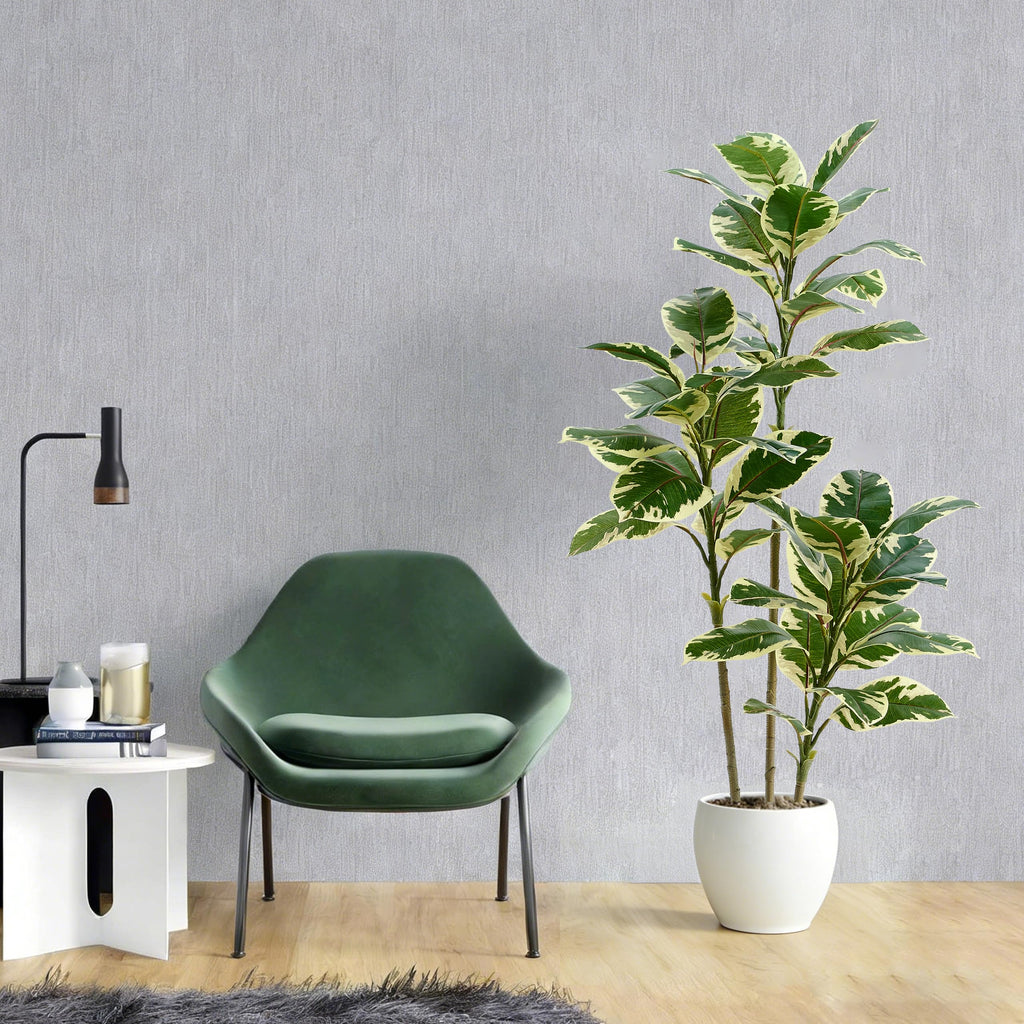Artificial Rubber Plant 5FT, Large Tropical Fake Tree Indoor
