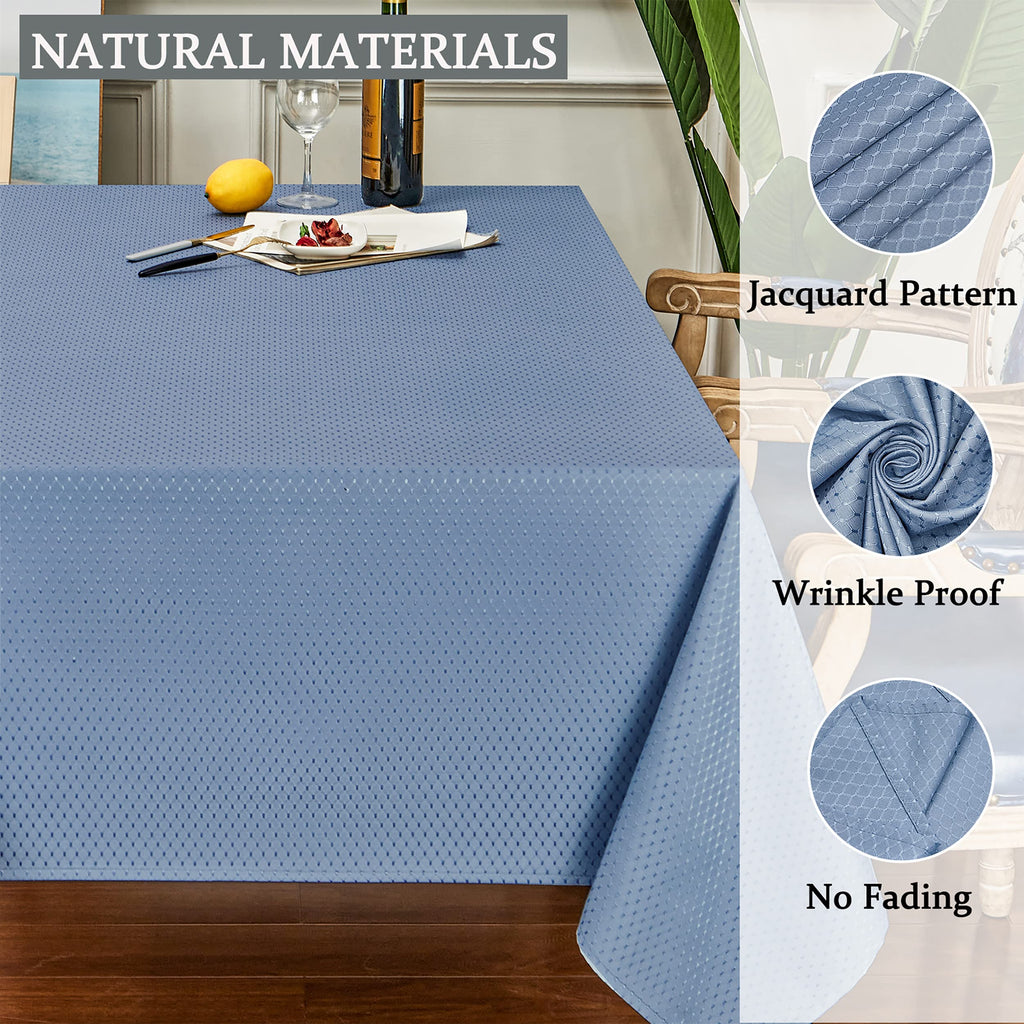 Light Blue Jacquard 60x120 Inch Rectangle Polyester Tablecloth