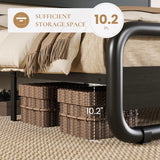 King Metal Bed Frame with Wooden Headboard and Footboard, Heavy Duty Platform Bed Frame with 10" Under-Bed Storage