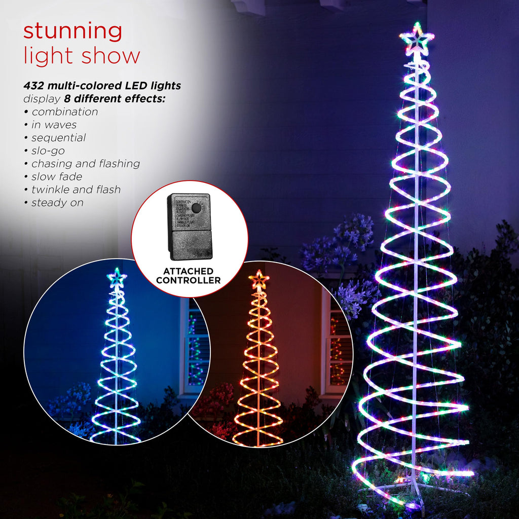 Large Spiral Christmas Tree with Multi-Functional Colored LED Lights, Christmas Decoration