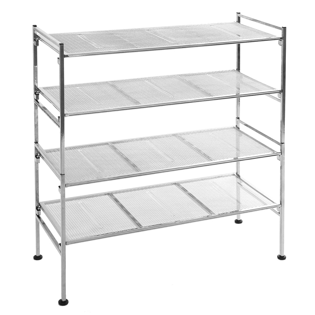 Sturdy Freestanding Storage Shelf, Closet, Entryway, Dorm Room Organizer Stackable Durable Metal Shoe Rack Silver