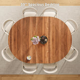 43.3-59 Inch Extendable Round Dining Table for 6-8 People, Oval Dinner Table with Adjustable Top and A Stable Round