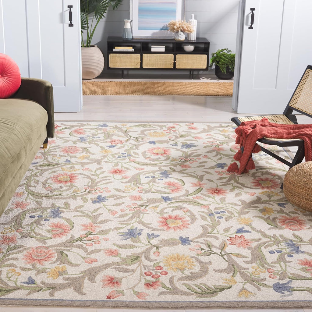 Chelsea Area Rug - 9' x 12', Ivory, Hand-Hooked French Country Wool