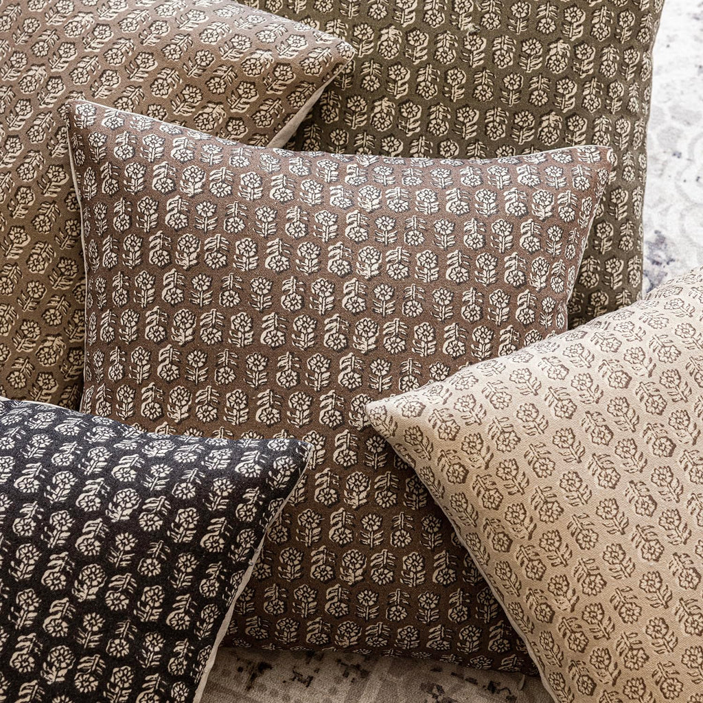 Decorative Floral Print Throw Pillow Covers 18×18 Inch, Brown