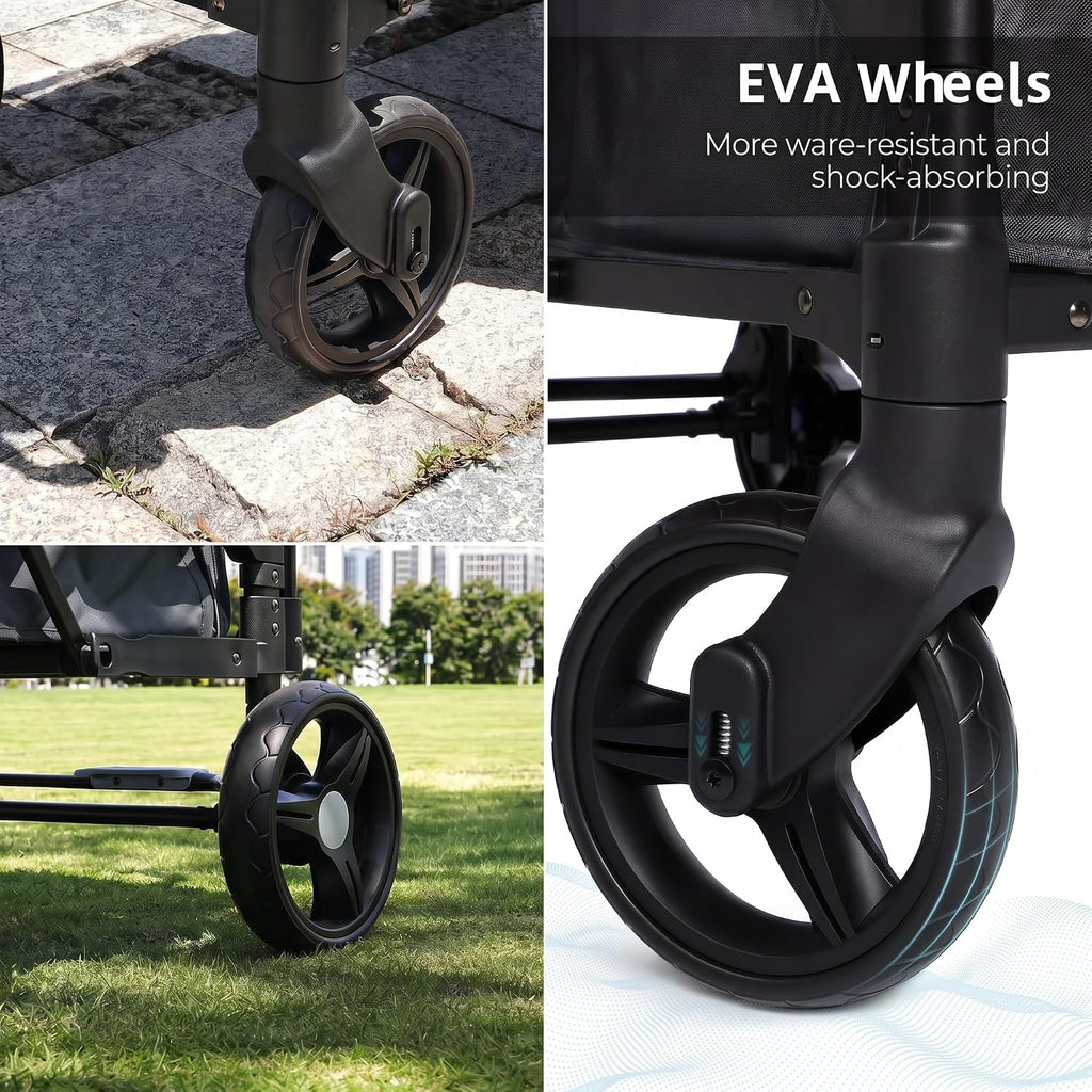 Stroller Wagon for Kids, Double Wagon Stroller Toddlers, All-Terrain Baby Wagon with Canopy & 2 Seaters, Adjustable