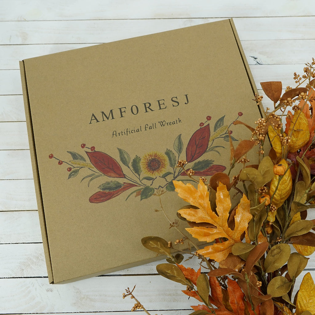 Artificial Fall Wreath for Front Door Autumn Wreath Decor
