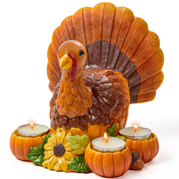 Thanksgiving Turkey Candle Holders, Thanksgiving Turkey Tabletop Centerpiece, Fall Centerpiece Table Decorations, Tea