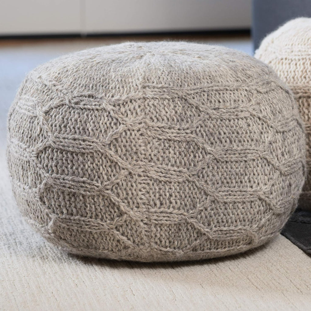 Malibu Fabric Pouf, Grey