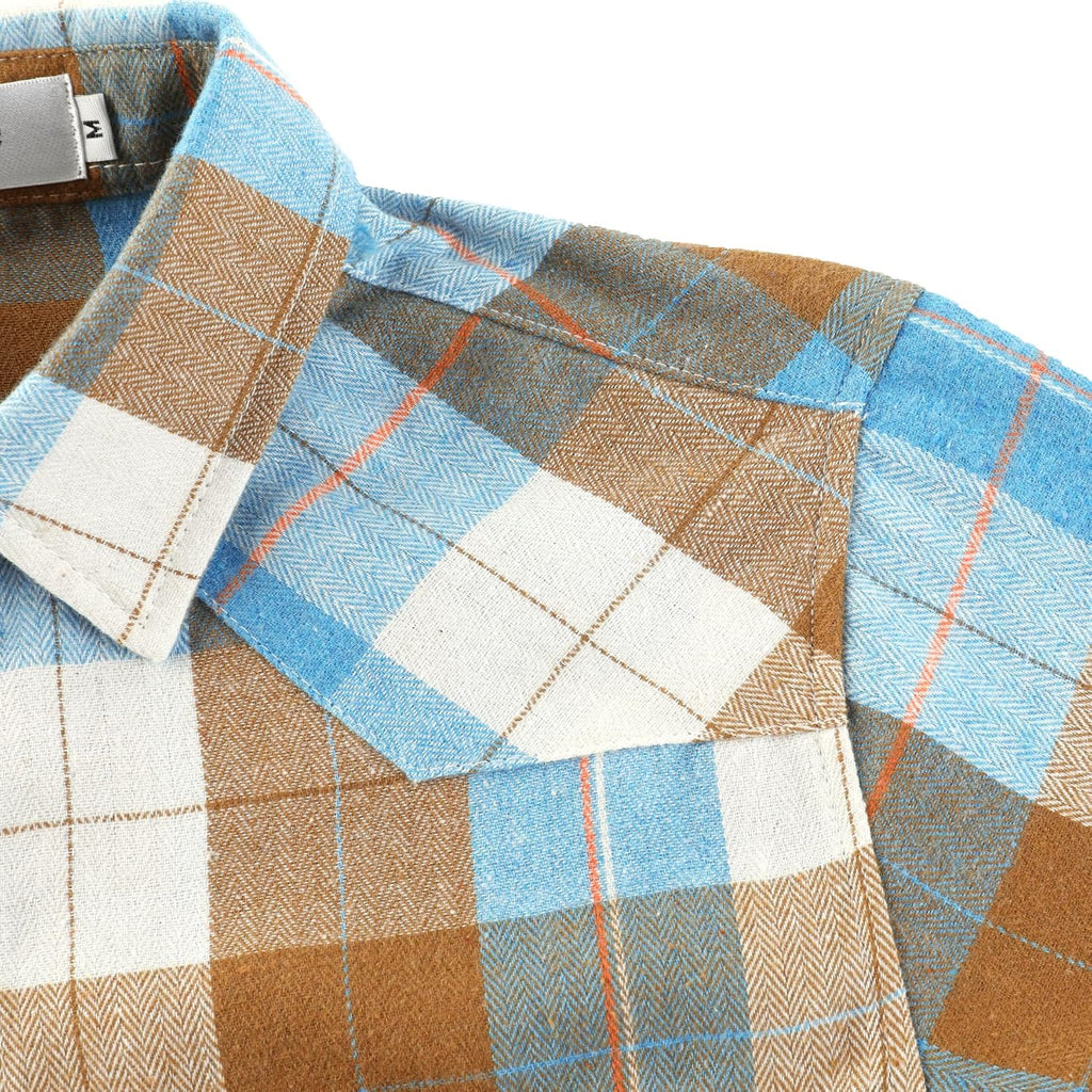 Boys Western Shirt Long Sleeve Button Down Flannel Plaid Shirt