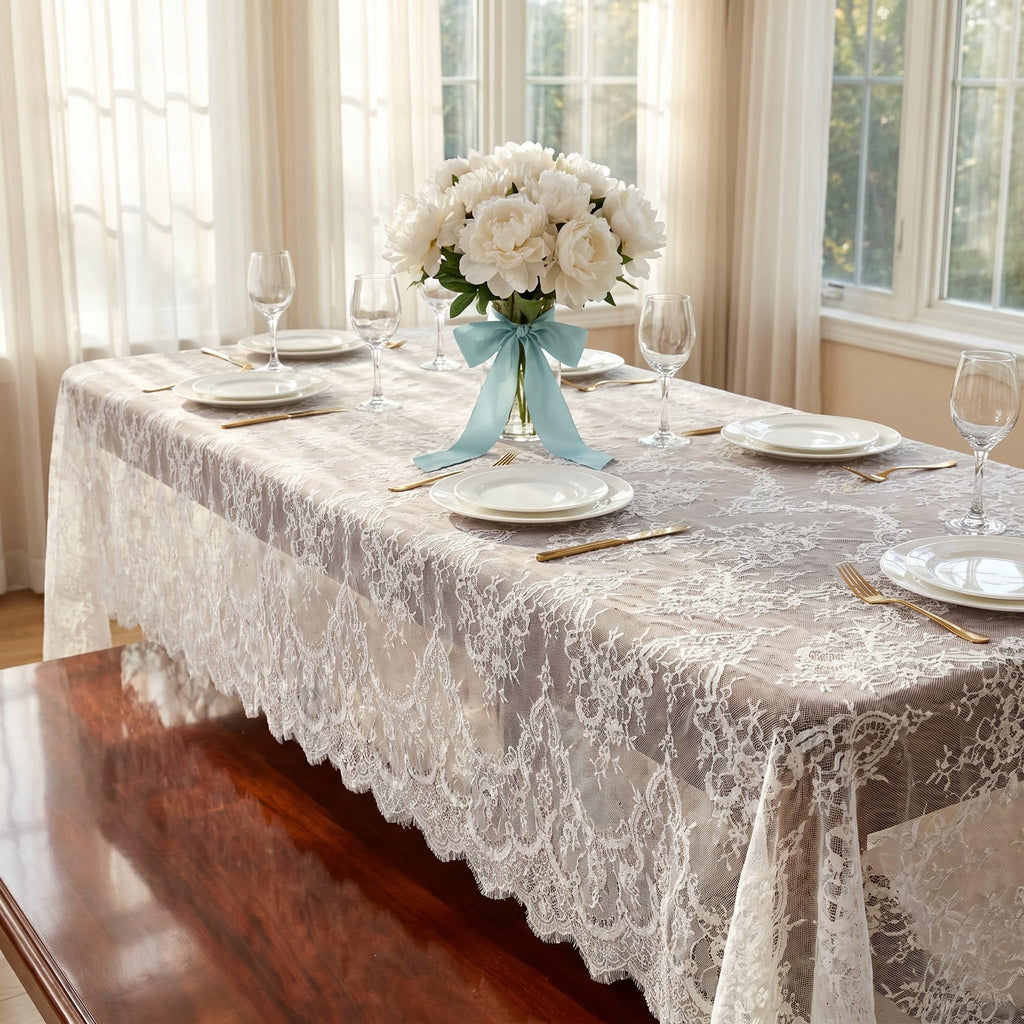 White Lace Tablecloth Rectangle 2 Pack Wedding Vintage Floral