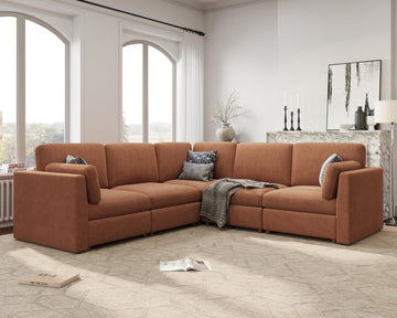 Oversized Modular Sectional Sofa V-Shaped Cloud Couches Brown