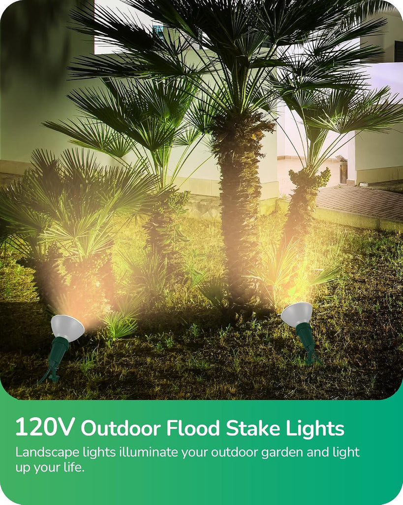 Spotlights Outdoor with 6FT Cord, Flood Stake Lights E26 150W | 120V Weatherproof Plug in LED Landscape Light Socket