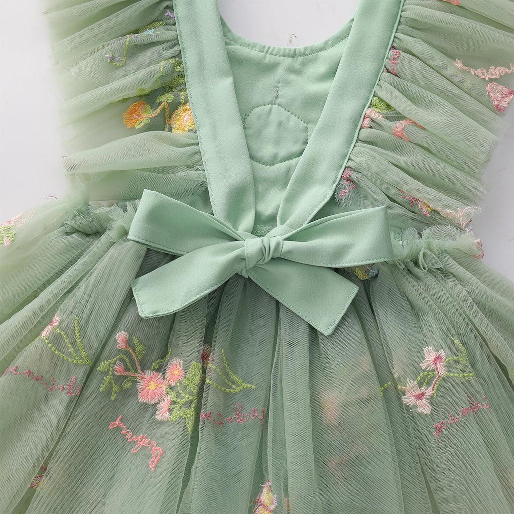 Fairy Dress Newborn Infant Baby Girls 1st First Birthday Cake Smash Outfit Party Floral Embroidery Tulle Princess