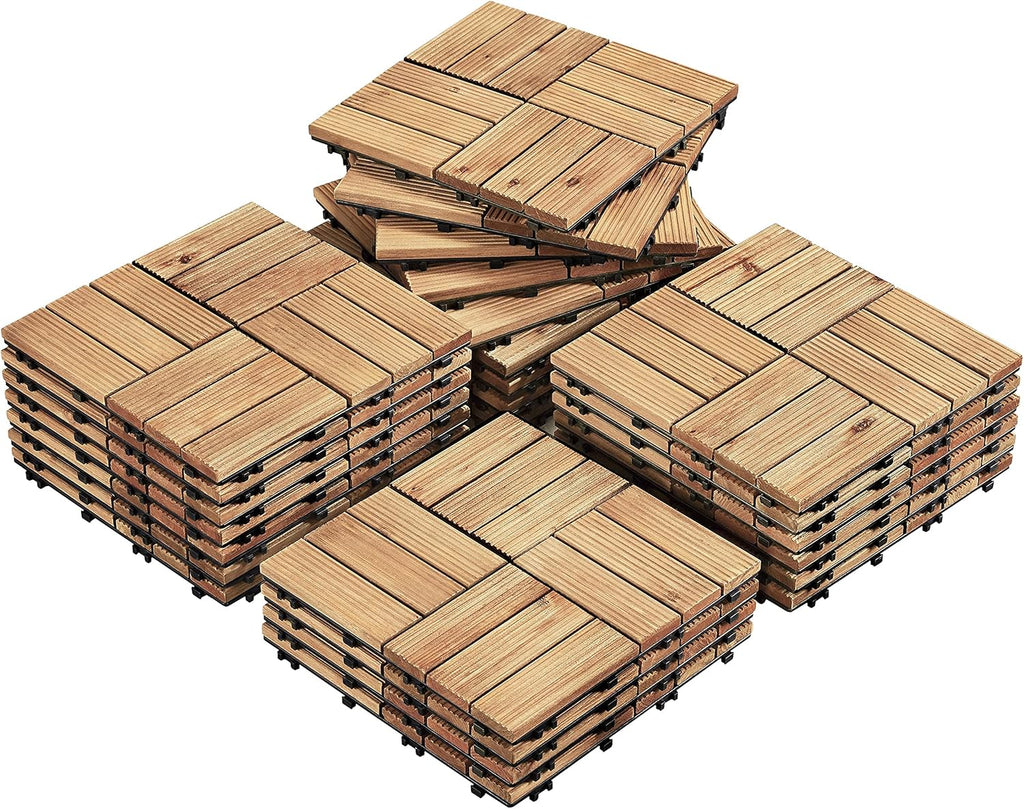 Patio Tiles Wooden Interlocking Deck Tiles 27PCS Garden Floor 12"x12"Indoor Outdoor Composite Decking for Porch