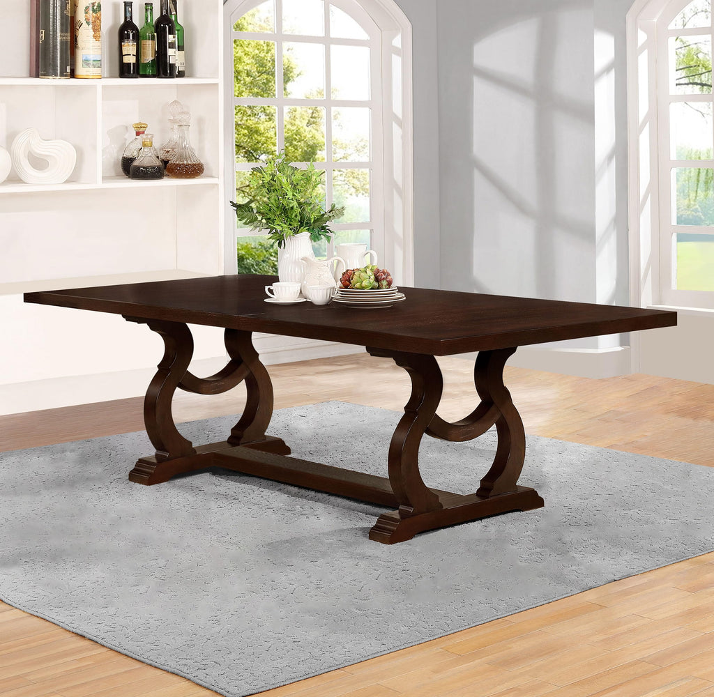Furnishings - Brockway - Asian Hardwood & Veneer - Transitional Rectangular Dining Table with Extension Leaf and
