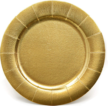 Gold Charger Plates 24 Pack 13 Inch Disposable Round Paper Chargers - Set of 24