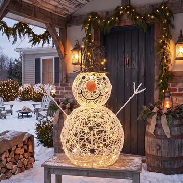 Christmas Snowman Outdoor Decoration Lighted Metal Wire