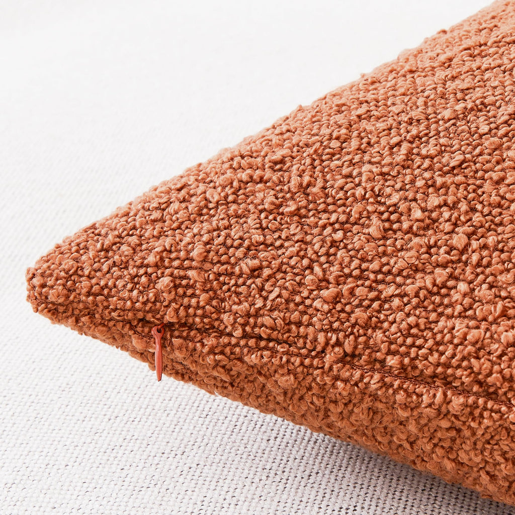 Decorative Boucle Throw Pillow Covers, Rust, 12 x 20 Inches, Pack of 2 - Textured Boho Pillow Covers for Couch and Bed