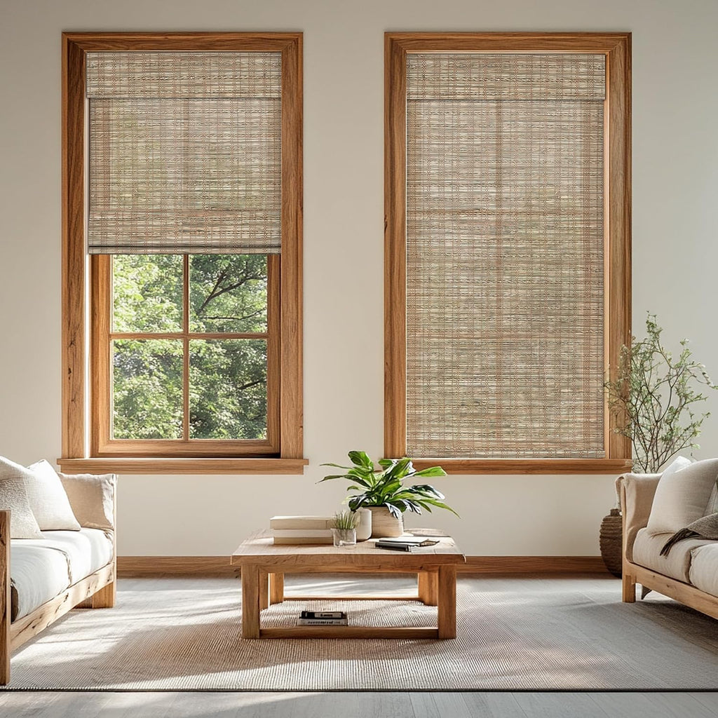 Woven Roman Shades, Natural Bamboo Blinds for Interior Windows, Customized Roman Jute Window Shades,Room Darkening