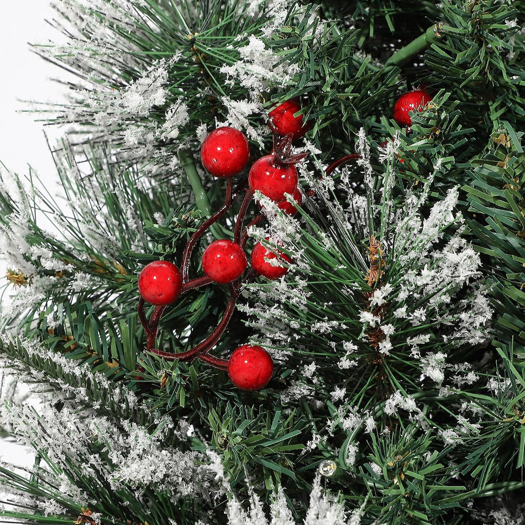3 ft Christmas Tree with 78 Lights, Pre-Lit Artificial Desktop Xmas Tree with 8 Mode Includes Red Berries & Sleigh