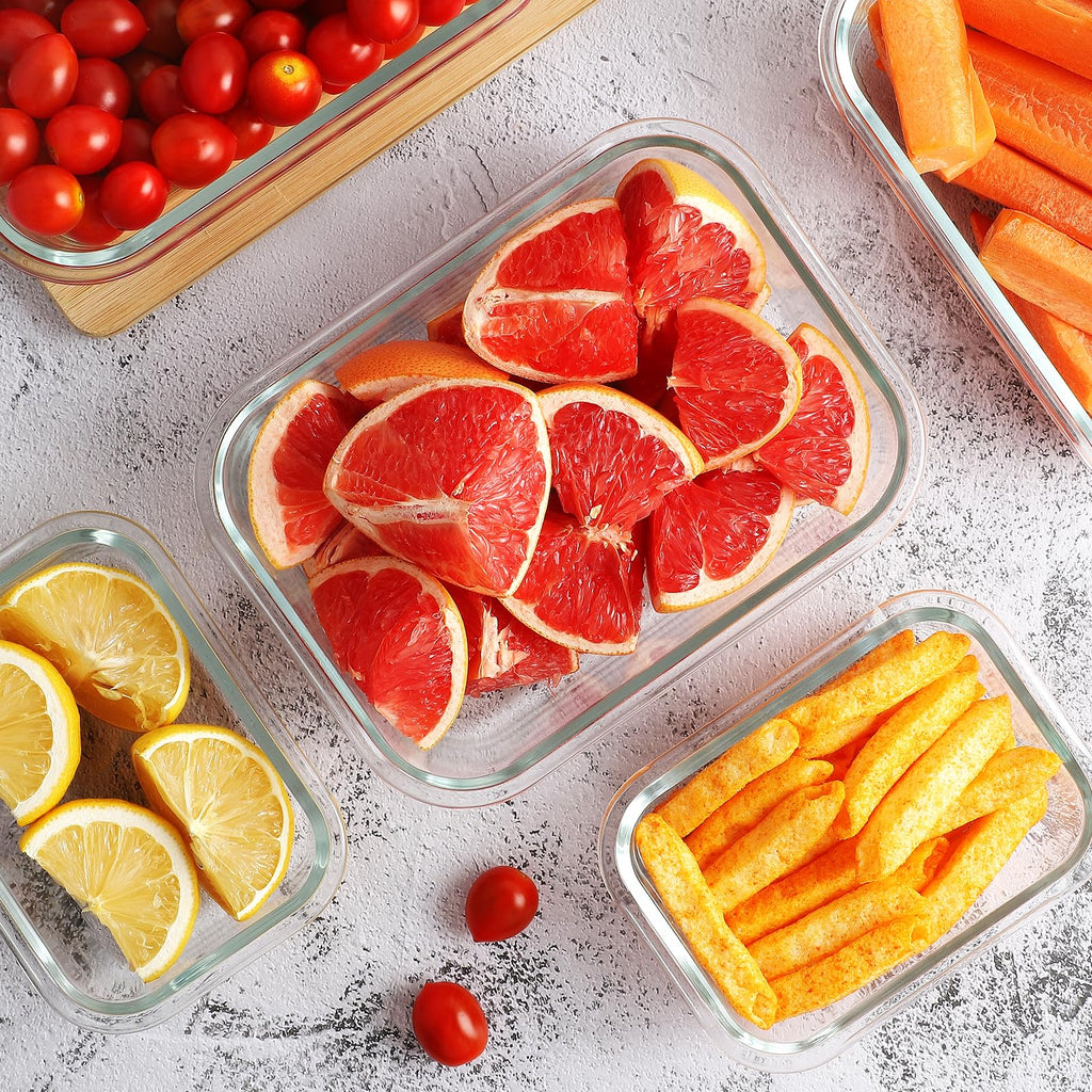 Glass Meal Prep Containers, 36 oz/14 oz, Locking Lid Set