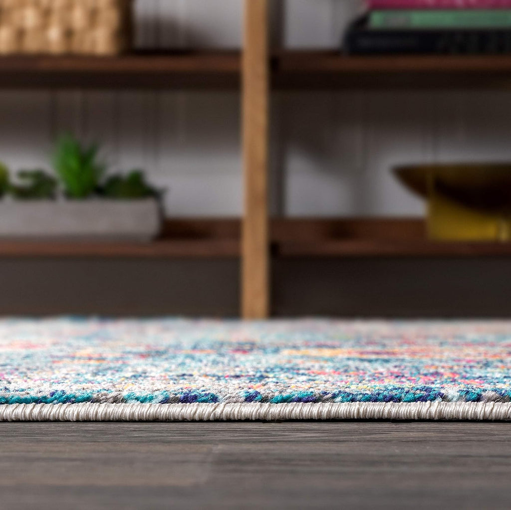 Boho Vintage Navy/Cream Indoor Area Rug, Bohemian Flair Medallion, Chic, Floral, High Traffic, Pet Friendly