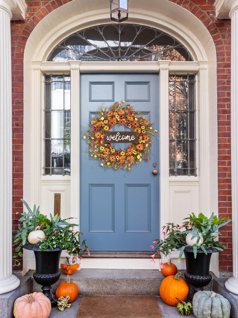 26'' Large Fall Wreaths for Front Door (Welcome Sign)
