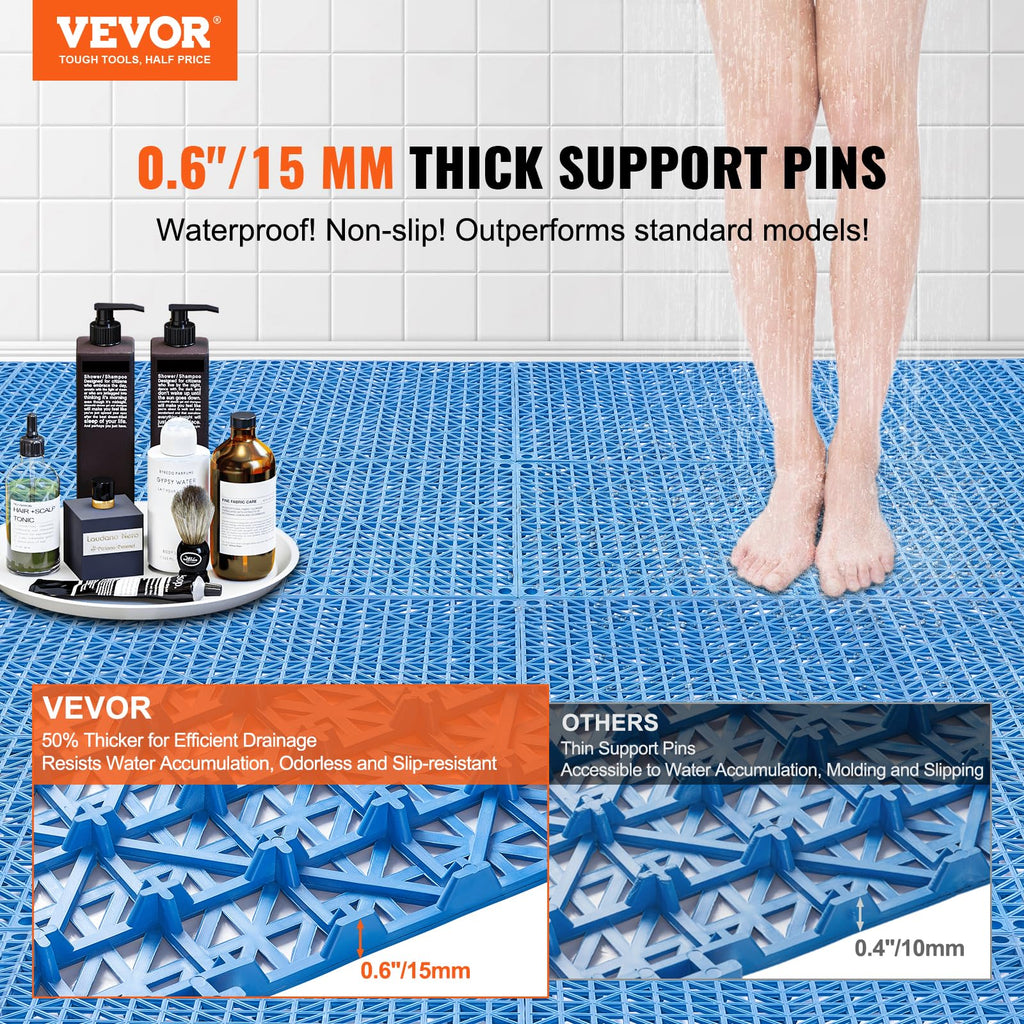Interlocking Tiles 55 PCS Blue, Drainage Tile 12x12x0.5 Inches, Outdoor Floor Interlocking Deck Tile, Flooring for