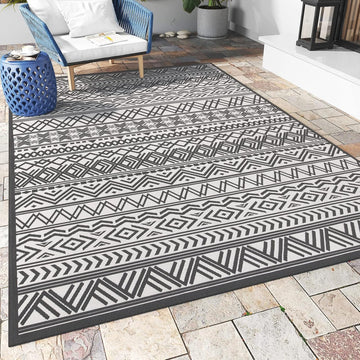 Outdoor Rug Carpet, Flatweave Textured Outdoor Patio Rug Non Slip Indoor Outdoor Rugs with Rubber Particles