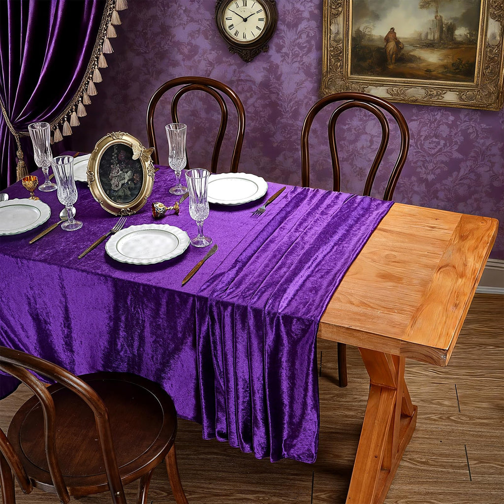 Purple Velvet Tablecloth 60"x102" Luxurious Solid Rectangle Table Cloth