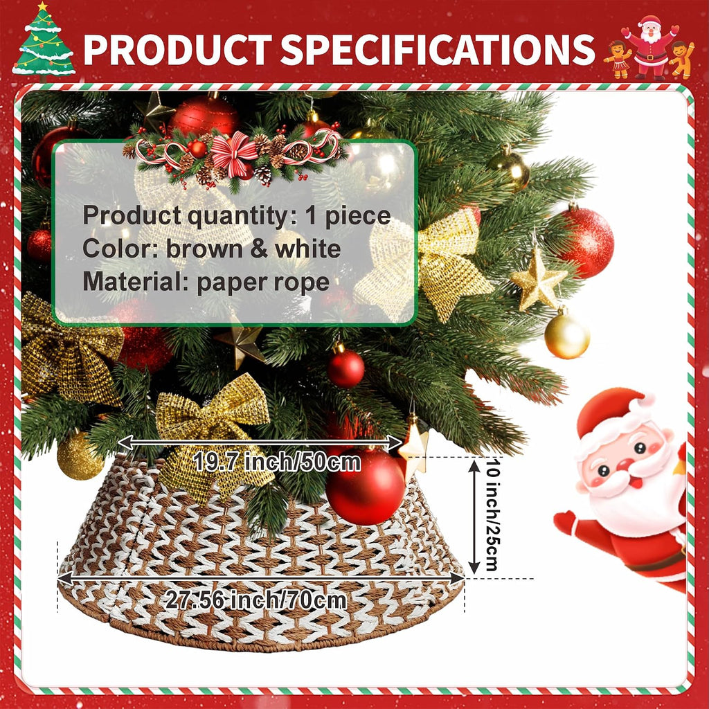 27'' Christmas Tree Collar Handmade Xmas Tree Basket Base Cover Woven Rustic Farmhouse Tree Collars Holiday Tree Ring