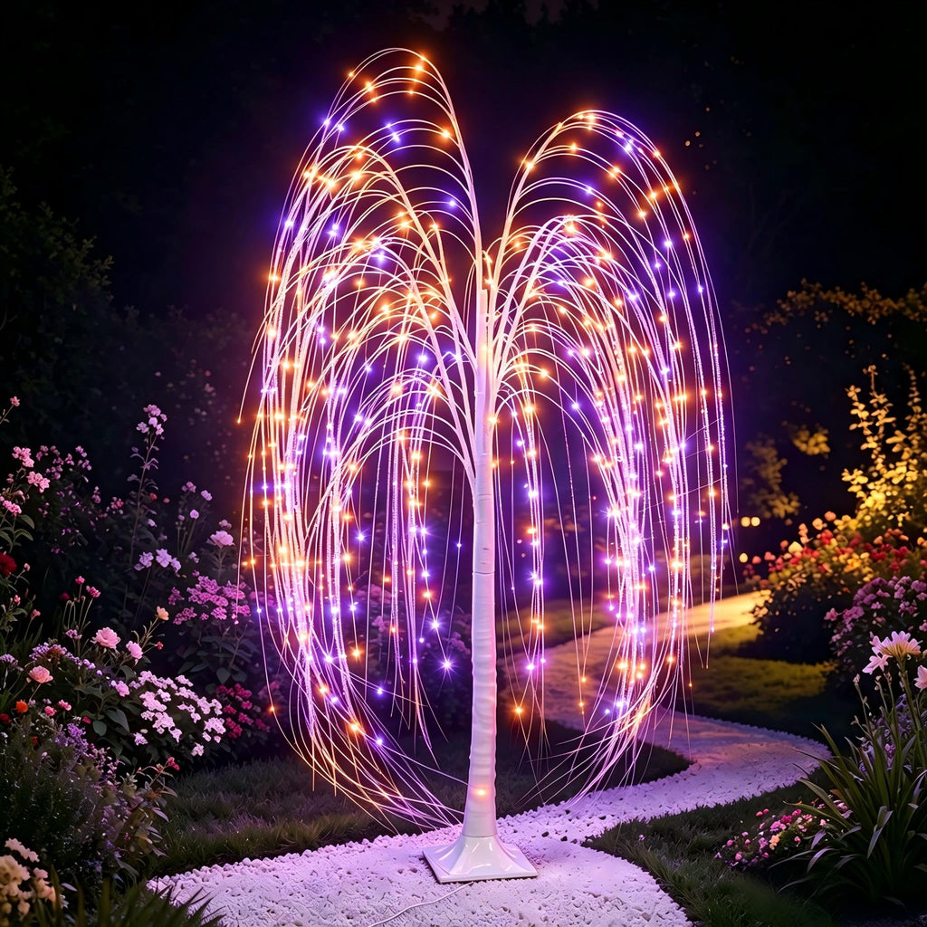 5FT Lighted Weeping Willow Tree, 216 LED Artificial Willow Tree, Multi