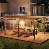 12' x 16' Outdoor Pergola, Wood Gazebo Grape Trellis with Stable Structure for Climbing Plant Support, Garden, Patio