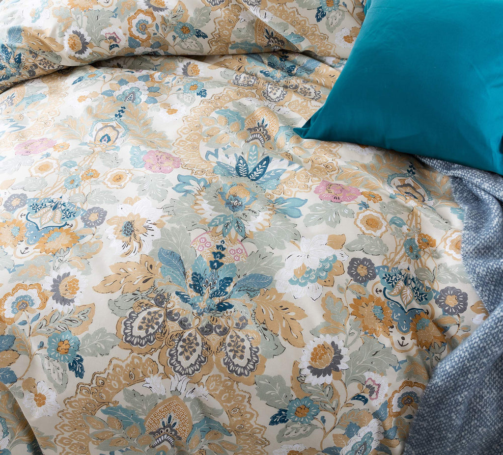 Damask Medallion Luxury Duvet Quilt Cover Boho Paisley Print Bedding Set 400 Thread Count Egyptian Cotton Sateen