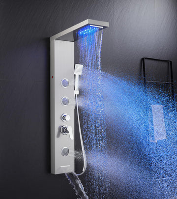 5 in 1 Shower Panel Tower System with LED Lights Stainless steel