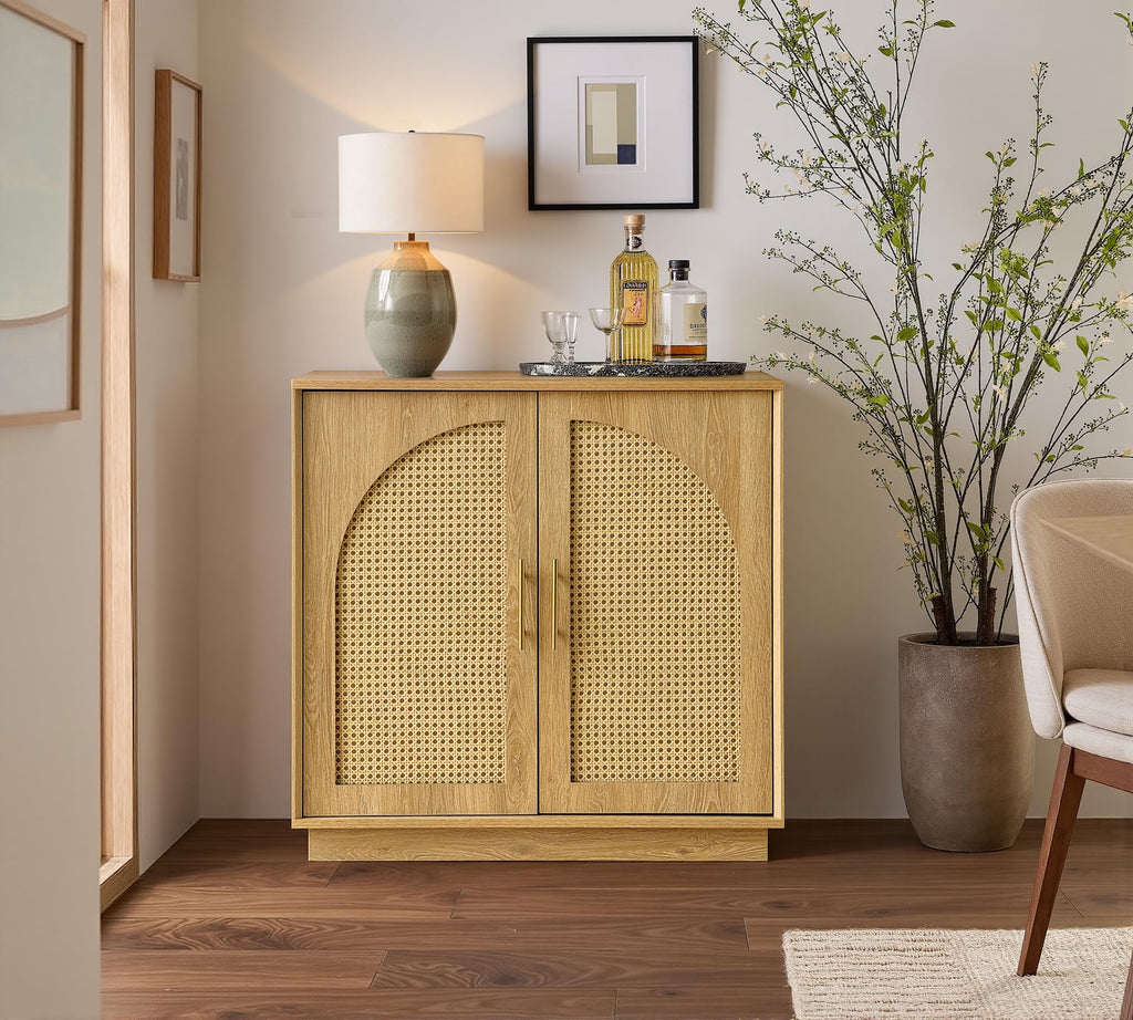 31.5" Sideboard Buffet Cabinet with Storage, Light Oak, 2pcs