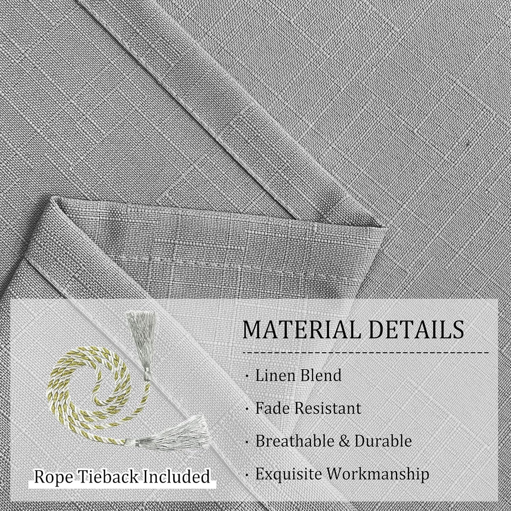 52" W x 108" L Waterproof Indoor Outdoor Curtains Windproof Burlap Linen Look Outdoor Curtains Grommet at Top and
