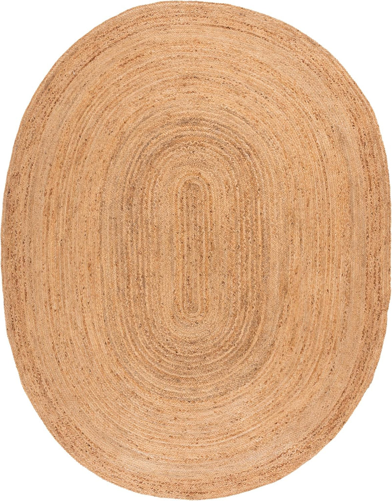 Area Rug Oval - Cape Cod Collection - Large - Natural Brown, Handmade Braided Flat Weave Jute (CAP252A)