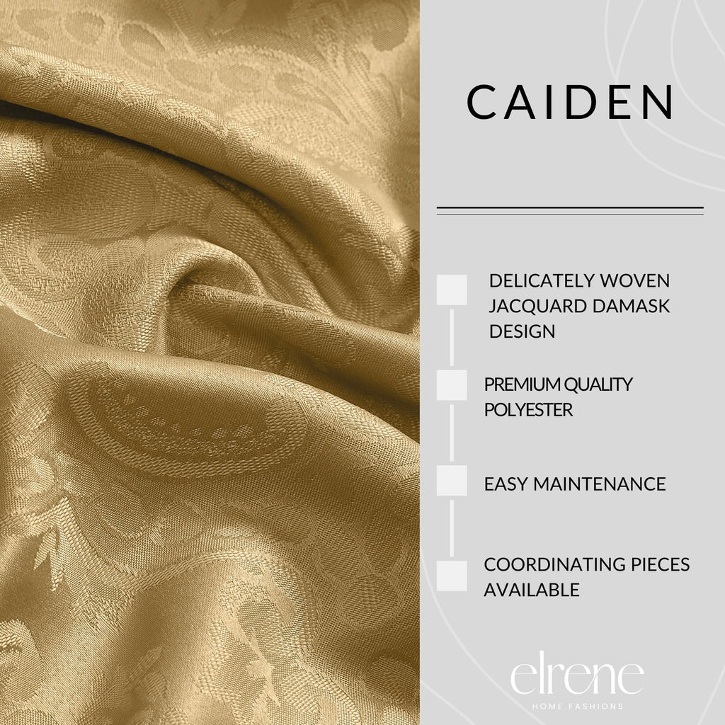 Caiden Elegance Damask Tablecloth, Gold - 60" W x 84" L Oval