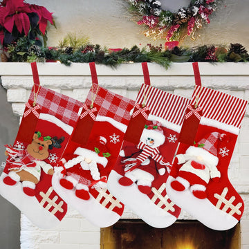 4 PCS 17.8" Christmas Stocking Classic Large Stockings Decoration