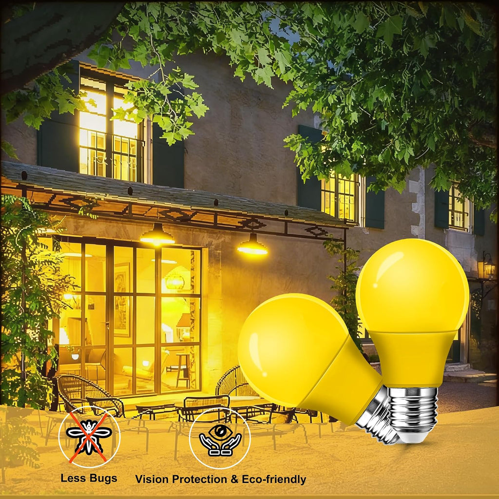 A15 LED Yellow Light Bulbs 40W Equivalent Outdoor, Yellow Bug Porch Lights for Outside Indoor, Sleep Light Bulbs