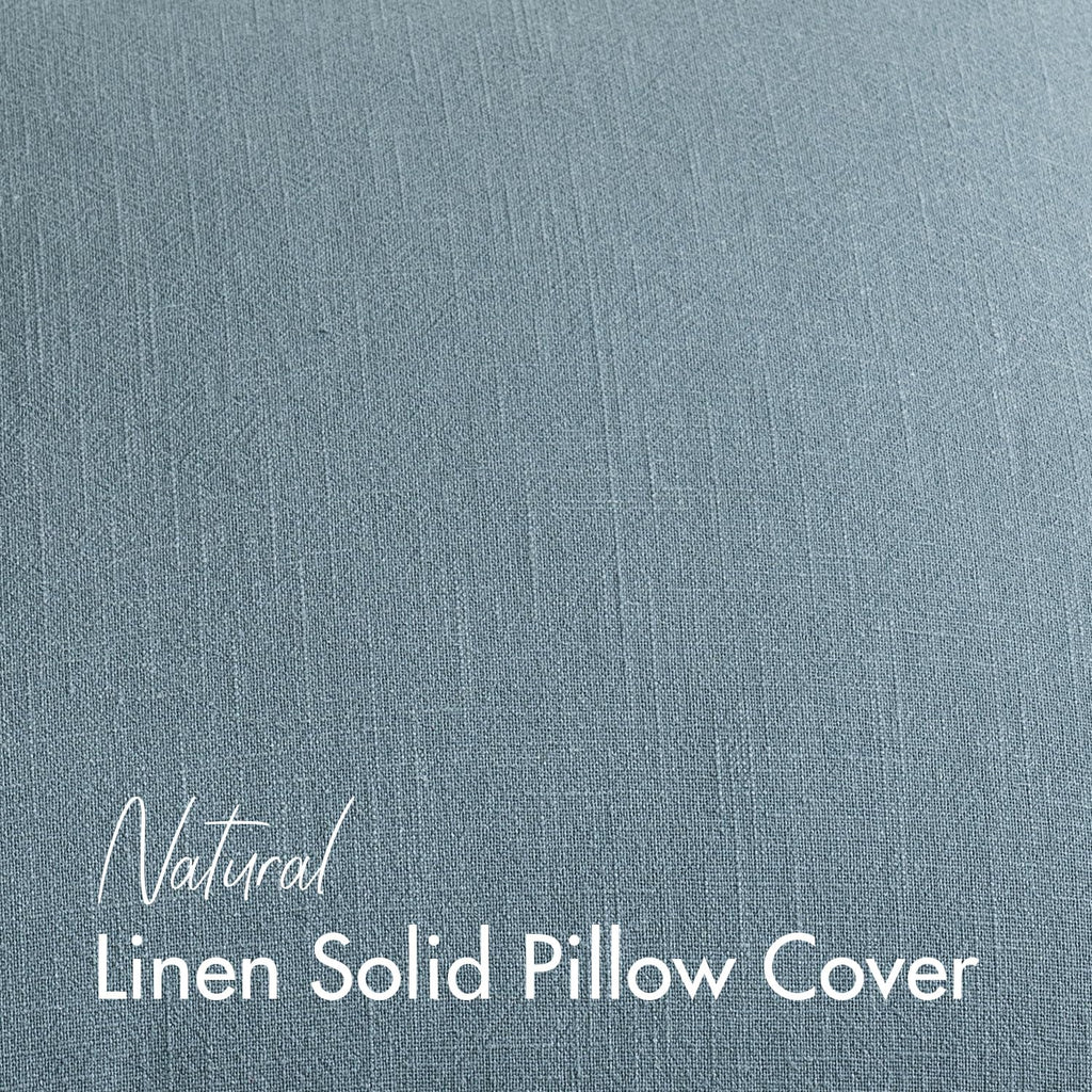 26x26 Inch Linen Solid Euro Throw Pillow Covers Coastal Blue