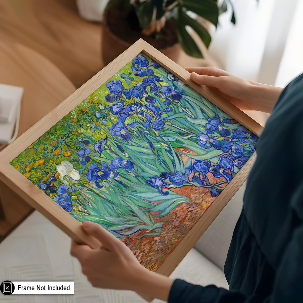 Master Vintage Van Gogh Poster - Retro Impressionism Print - Gift for Artist, Painter - Irises, Garden, Flower, Blue