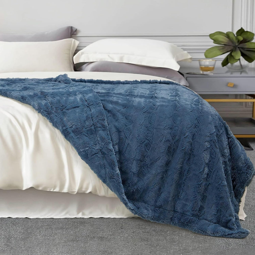 Faux Fur Luxury Throw Blanket,Double Side Soft Fluffy Shaggy Fuzzy Blanket, Throw)